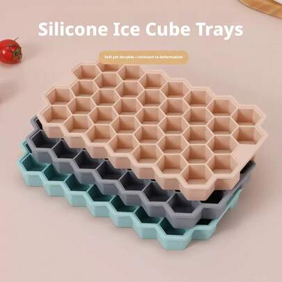 37-Cavity Silicone Ice Cube Tray, Hexagon Diamond Shape Ice Mold For Liquor, Whiskey, Cocktail