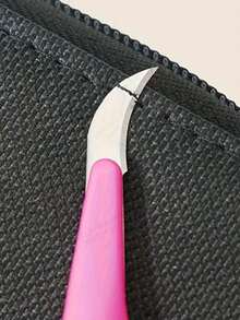 3pcs Sickle-Shaped Seam Ripper Set, Pink Non-Slip Handle, With Transparent Protective Cover, Portable Sewing Tool For Embroidery, Clothing Alteration, Home DIY - Pink Sickle Thread Remover - View 4