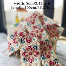Elegant High-End Embroidery, Exquisite Floral Patterns, Lace Decoration, Shiny Golden Threads, Fuchsia Fabric With Sequins, Suitable For DIY Sewing And Knitting Crafts - Elegant Style - View 5