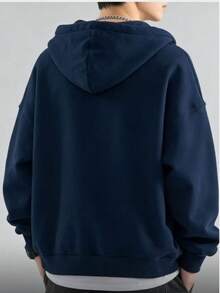 Fleece Jacket With Kangaroo Pocket, Winter Sweatshirt With Zipper, Open Or Closed - Royal Blue - View 2