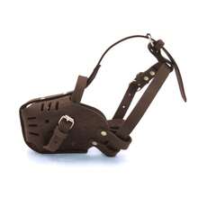 Bozal de cuero duradero - Bozal de antimordeduras y transpirable, adecuado para perros medianos y grandes - Café integral - Ver 6