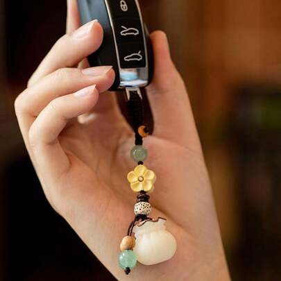 1pc Cute Women's Accessory, Handmade Bodhi Coin Purse, Phone Strap Pendant, Luxury Couple Car Key Chain Feng Shui Lucky Bag Hanging Decoration