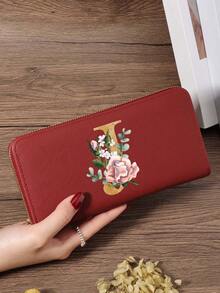 Fashion Women's Wallet, Simple And Portable Long Wallet, Vibrant Letter Printing Design, Lightweight And Durable, Suitable For Daily Use - Burgundy - View 47