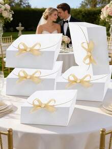 Hộp quà 5 món/1 hộp kèm nơ ruy băng, thích hợp cho mùa cưới, tiệc tùng và các dịp lễ kỷ niệm. - Ruy băng trắng + sâm panh - Xem 16