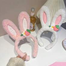 1pc Cute Street Style Women Strawberry Flower Rabbit Ear Headband, Rabbit Headband Hair Accessory Hair Band Diadema Hair Hoop - Multicolor - View 9