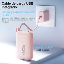 20000mAh Mini Power Bank, Batería Portátil con 2 Luces LED para Exteriores y Apagones - Powerbank que Carga 5 Dispositivos Simultáneamente - Cargador Portatil Incluye 4 Cables - Azul - Ver 7