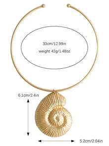 1pc Exaggerated Unique Spiral Metallic Necklace, Perfect For Beach Vacation And Party - Conch Shell Necklace - View 2