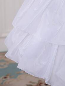 2-Hoop Puff Skirt Underskirt, Fluffy Mesh Hem, Suitable For Competition Dresses, A-Line Ultra Puffy Lining Skirt, Bell-Shaped Voluminous Design - White - View 4
