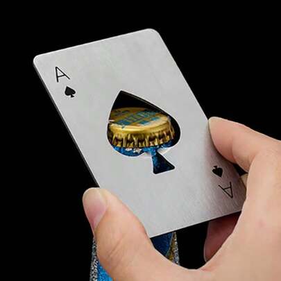 1pc Spade A Bottle Opener, Playing Card Bottle Opener, Soda Can Opener, Portable Stainless Steel Card