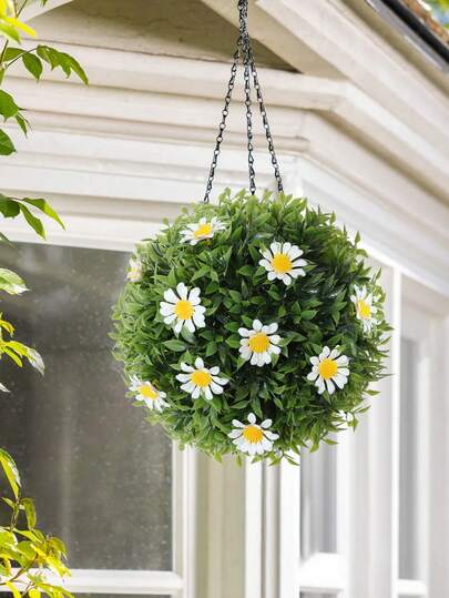 كرة عشب اصطناعية قطعة واحدة، كرة عشب البوكسوود بنمط الأقحوان، مصنوعة من مادة البولي إيثيلين، مناسبة لموسم الزفاف، موسم التخرج، ديكور غرفة السكن، حفلات الأعياد، ديكور دخول المنزل، الفندق والمطعم، غرفة المعيشة، غرفة النوم، ديكور حديقة المطبخ للزفاف، ديكور أخضر، ديكور الربيع والصيف، مناسبة لجميع المواسم (السلسلة غير مشمولة)