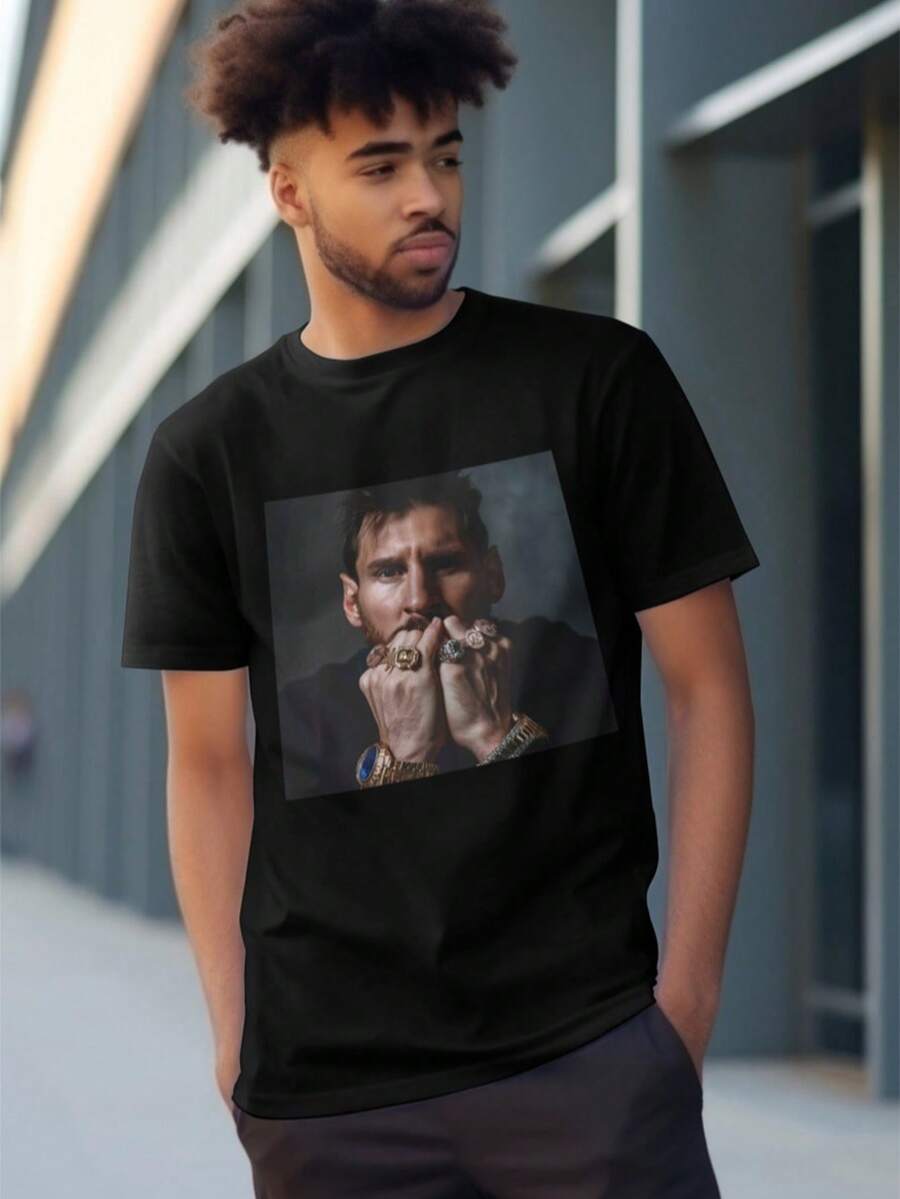Lionel M Essi T-Shirt, 8 Ballon D'Or Rings, The GOAT, Football Player, Soccer TShirt - 黑色 - 查看 1