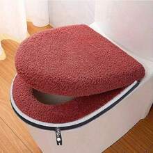 1pc Thick Double-Layer Toilet Seat Cover, Waterproof Bathroom Mat With Zipper And Handle, Soft & Comfortable, Machine Washable, Universal Fit - Multicolor - View 13