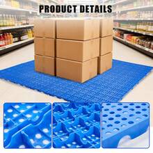 Palé de Polipropileno Azul de Alta Resistencia – Apilable, Encastrable y Antideslizante – Diseño Modular con Ventilación, Fácil Limpieza y Protección contra la Humedad – Medidas 100x60x5cm – Pack de 6 - 6 piezas - Ver 4