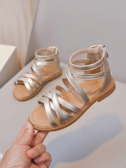 2026 Spring/Summer New Korean Style Girls High-Top Princess Roman Sandals, Suitable For Little Girls