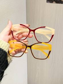 一副女士休闲不对称几何时尚眼镜，适合日常阅读、搭配服装和通勤。 - 彩色 - 查看 8