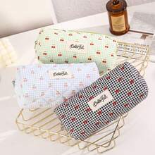 Hộp đựng bút chì in hình hoạt hình kẻ caro và quả anh đào, thiết kế khóa kéo, dung tích lớn, túi đựng bút, đồ dùng văn phòng phẩm cho học sinh, túi đựng đồ dùng học tập. - Nhiều màu - Xem 7