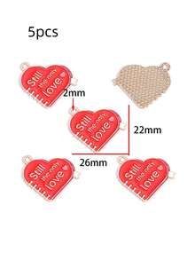 5件情人节粉色心形饰品配件，DIY手链、钥匙扣、项链吊坠，合金滴油吊坠 - 滴油情人節 - 查看 15