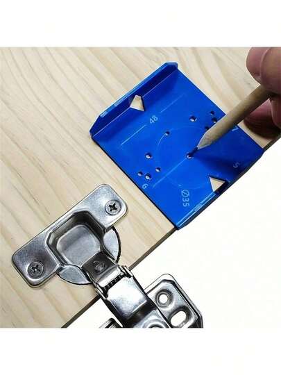 1 pieza Plantilla de posicionamiento manual para perforar bisagras de puertas de gabinete - Plantilla de carpintería, material de ABS para una instalación precisa | Sin herramientas, sin batería, ideal para la alineación de orificios de bisagras