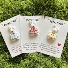 5件装复活节派对小礼物，彩色兔子口袋拥抱贺卡，节日通用小礼物纪念品，适用于复活节、生日、婚礼、想念礼物、温馨迷你贺卡、送给朋友的甜蜜礼物、可爱小物 - 查看 5