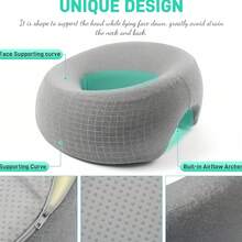 Gray, Pink, Green Memory Foam Massage Pillow, Face Cradle, Removable Pillowcase, Suitable For Salon, Home, Nap, Holiday Gift, Beauty Salon Massage Bed Dedicated Pillow, Massage Bed Face Cushion - Multicolor - View 3