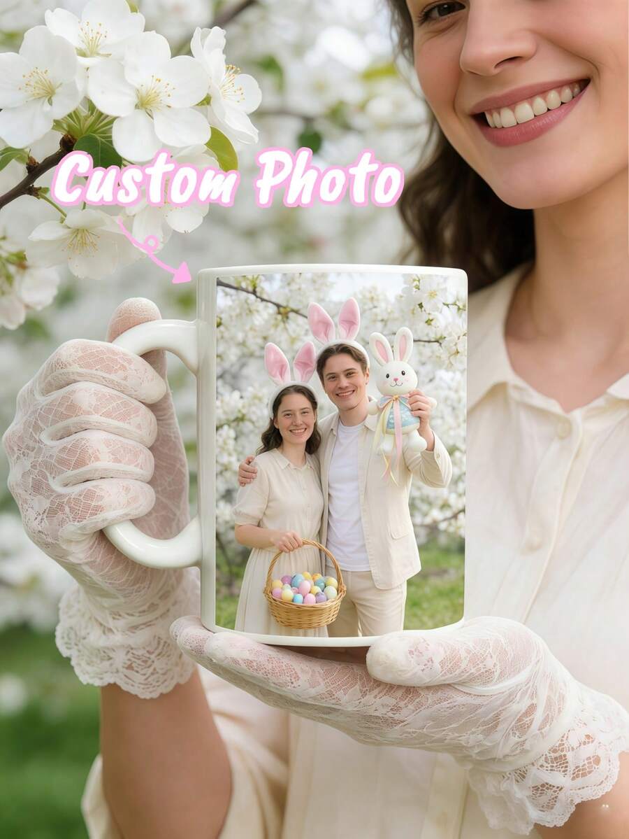 1pc Personalized Photo Mug, Customized Photo Mug, Coffee Cup, Easter Photo Mug, Great Gift For Friends, Him/Her, Back To School, Coffee & Tea Time, Daily Use, Home & Office, Easter Special Occasion - Multicolor 8 - View 1