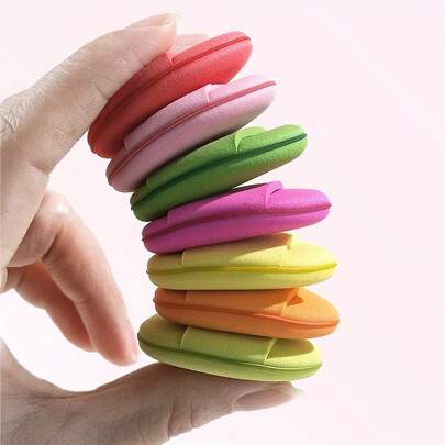 10个随机颜色指套粉扑 - 小拇指气垫化妆海绵，快速遮瑕，精细修饰，无痕晕染，防水材质，方便旅行化妆工具