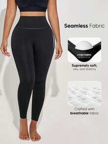 Seamless Flow High Waisted Tummy Control Butt Lifting Yoga Leggings - Black - View 5