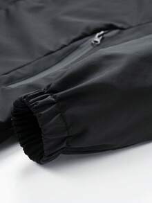 Women's Casual, Outdoor Loose Lightweight Zip-Up Hooded Jacket, Spring/Autumn - Black - View 3