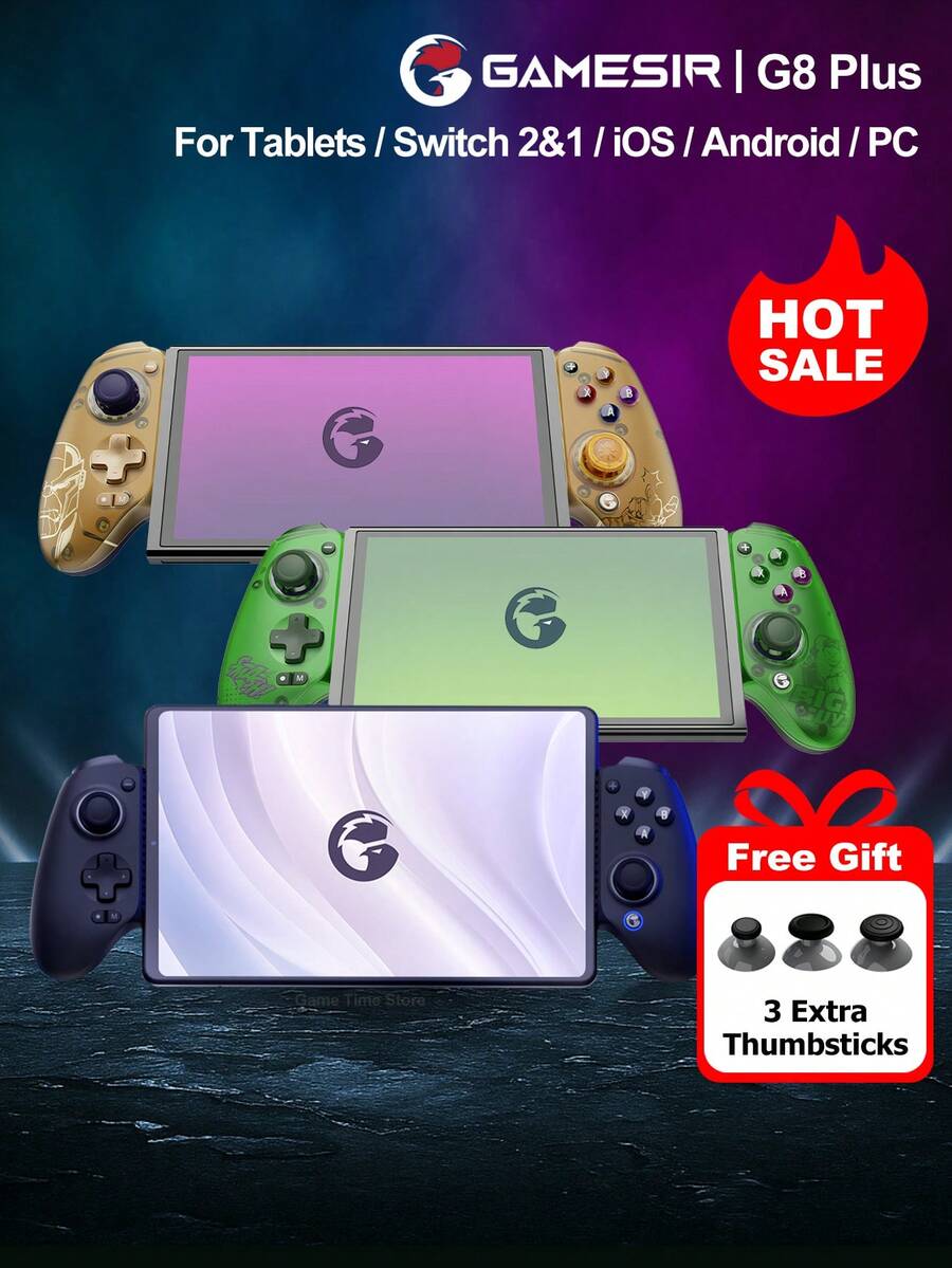 GameSir G8 Plus Mobile Gaming Controller Tablets Gamepads Compatible With Nintendo Switch 2 Switch Android IOS Phone Steam PC Compatible Length 120-215mm Device Hall Effect Joysticks And Analog Triggers,6-Axis Gyroscope Asymmetric Motors 1000mAh Battery