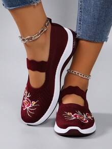 STEPREACH Women's Spring New Casual Sneakers, Breathable Mesh Fabric, Comfortable & Durable, Slip-On Driving Shoes - Burgundy - View 5