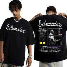 Merch Extremoduro Tour 2026 T-shirt mode homme femme manches courtes style rétro hip hop punk coton - Gris pâle - Voir 2