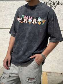 Disney Printed Wash Water T-Shirt,2026 Family Vacation T-Shirt, Mickey And Friends Double-Sided Design, A Party Gift Full Of Magical Holiday Memories,Unisex,High-Quality Pure Cotton T-Shirt,Suitable For All Seasons, Comfortable And Breathable| Exquisite Design | The Best Choice For Giving Gifts - 黑色 - 查看 4