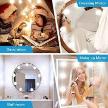 Makeup Mirror Light Bulb, Suitable For Dressing Tables And Dressing Rooms, With 10 Dimmable Bulbs, Three-Color Makeup Light For Birthday Parties, USB Dimmable Lens Light, Color And Brightness Adjustable. - 1 bộ - Xem 8