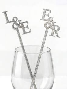 10/30/50pcs Customized Name Stir Sticks, Personalized Acrylic Drink Stirrers, Single Letter Cocktail Stirrers For Wedding & Party ,Forever Love - Nhiều màu - Xem 8
