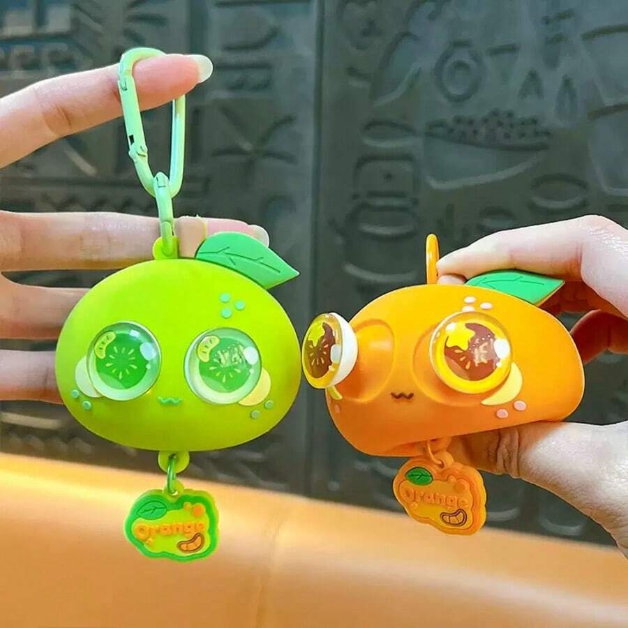 Funny Stress Relief Orange Squeeze Toy Keychain, Student Toy, Backpack Pendant, Claw Machine Gift - Multicolor - View 1
