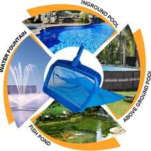 Red skimmer para hojas para la limpieza de piscinas: red de repuesto para piscinas de 40 x 41 cm, red de malla para la limpieza de piscinas y rastrillo separador para estanques. Apto para palos estándar. - A - Ver 10