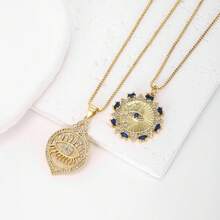 1 chiếc mặt dây chuyền hình mắt quỷ bằng đồng mạ vàng 18k đính đá Zirconia nhiều màu sắc, trang sức cao cấp, thiết kế tối giản, món quà thanh lịch dành cho phụ nữ. - Vàng - Xem 3