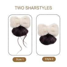 蓬松蝴蝶结发髻爪夹假发，蓬松发圈发髻器，发饰 - 彩色 - 查看 6