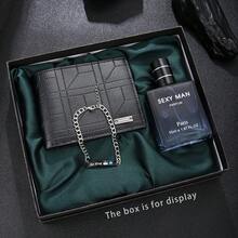 Bộ quà tặng 3 món dành cho nam giới gồm ví + vòng tay và nước hoa, đa năng và tinh tế, hoàn hảo cho Giáng sinh, Ngày Valentine, kỷ niệm. - màu đen - Xem 6