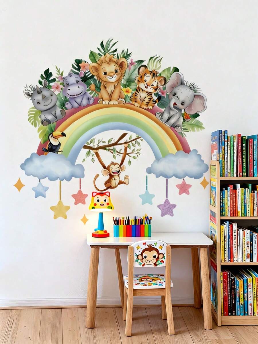 1 pieza/3 piezas - Papel tapiz - Pegatinas decorativas para paredes para habitaciones de niños/niñas, guardería, dormitorio, sala de estar, ventana - Decoración creativa y linda para la habitación de los niños - Multicolor - Ver 1