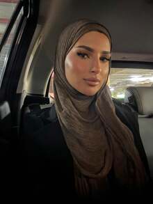 1 chiếc khăn trùm đầu Hijab nhẹ, màu trơn, kiểu dáng giản dị và tiện dụng cho sử dụng hàng ngày. - Cà phê nâu - Xem 4