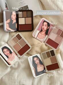 JOOCYEE LOOKBOOK 多功能彩妆盘，日常妆容盘，包含高光、腮红、修容、哑光和珠光中性色调，适合通勤使用。 - 「Friday Pink」 - 查看 11