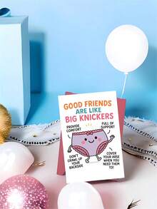 1 Thiệp chúc mừng sinh nhật bạn thân hài hước | 'Bạn thân giống như chiếc quần lót cỡ lớn' - Lời chúc mừng hài hước dành cho chị em gái, Quà tặng chơi khăm dễ thương, Thiết kế hoạt hình, Chất liệu giấy, Tiếng Anh - Mảnh duy nhất - Xem 8