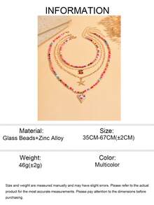 Bộ 4 dây chuyền hạt cườm phong cách Bohemian nhiều màu sắc, dây chuyền hạt cườm thủ công với mặt dây chuyền hình quả anh đào, đa năng phù hợp để đeo hàng ngày, đi nghỉ mát, dự tiệc, thích hợp cho phụ nữ. - Nhiều màu - Xem 5
