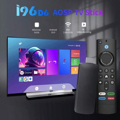 VELEC I96 D6 Android TV Stick, 4K Streaming Media TV Stick With 1GB RAM And 8GB ROM, Supports 2.4G/5G WiFi, Comes With Remote Control, 4K HD Streaming