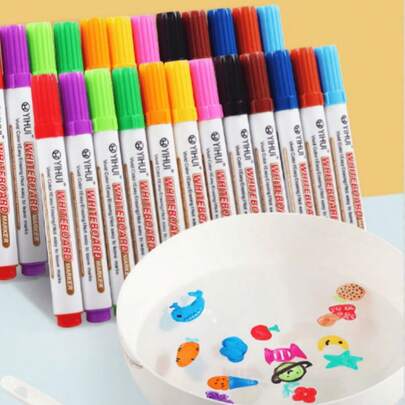 12pcs Water-Based Erasable Whiteboard Markers, Professional Art Drawing Pens, Floating Ink Pens With Large Capacity, Colored Painting Pens For Office And Art Drawing