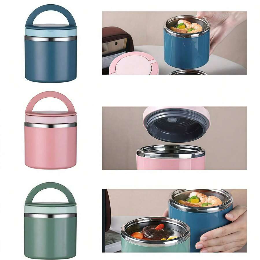 1个不锈钢保温饭盒，大容量保温食品容器，学生便当盒，日式汤碗