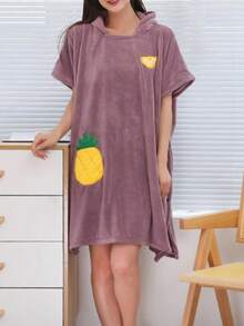 1件女士春夏可爱刺绣无袖睡袍，家居服，可作浴巾，开衫式长袍，家居长袍，夏季斗篷，披肩，僧袍，柔软保暖，适合浴室、泳池、海滩、冲浪等场合。 - 彩色 - 查看 6