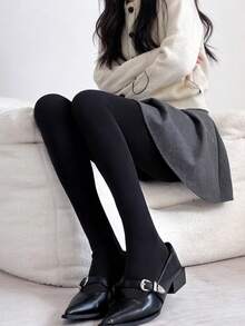 1双女士80D黑色紧身裤袜，简约纯色，连裤袜 - 黑色 - 查看 5