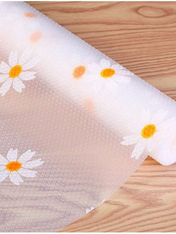1 Roll 30*100/150 Cm High Quality Non-Slip Liner, Daisy Pattern Drawer Liner, Waterproof Durable EVA Cabinet Mat, Cuttable, For Refrigerator, Cabinet, Drawer, Desktop, Shoe Cabinet, Multi-Purpose Thick Heat Resistant Mat, Moisture Proof Anti-Dirty Pad, Shelf Liner, Home Bedroom Decor, Gift For Women Men